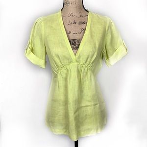 Banana Republic Chartreuse Linen Top